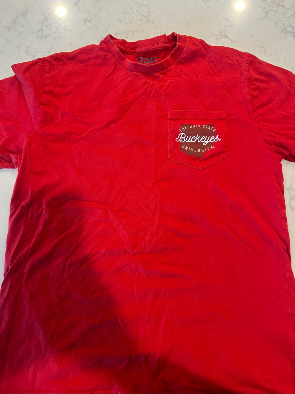 Champion Red Short Sleeve Pocket Tee